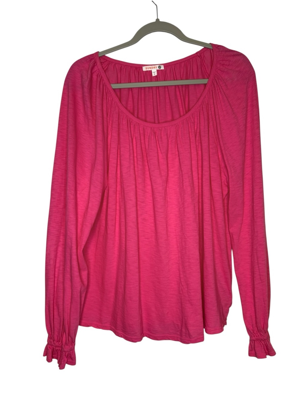 Sundry Women's Pink Long Sleeve Scoop Neck Top Size 2 Medium
